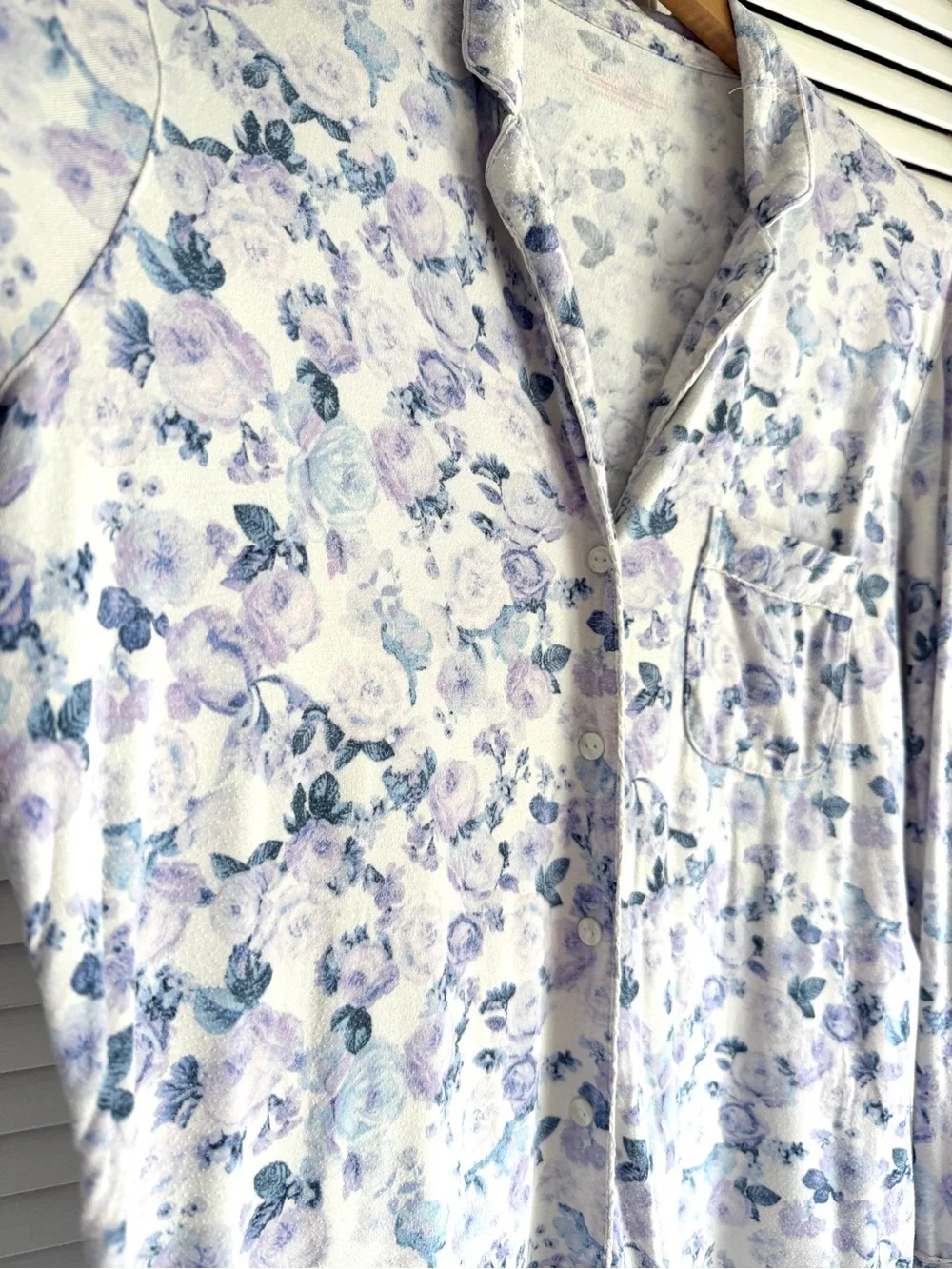 S🪻 Victoria’s Secret VS Modal Blue Lavender Purple Floral Button Up Sleepshirt